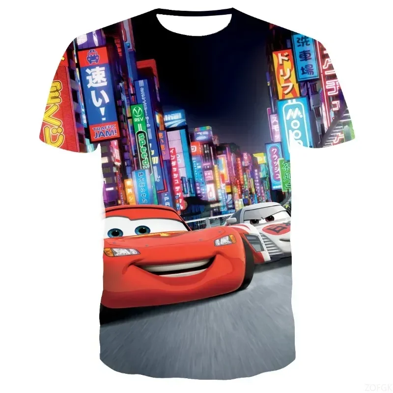 

Летний тренд, мультфильм, аниме, 3D автомобиль, молния Маккуин, принт, мужские и женские, свободный, с круглым вырезом, с коротким рукавом