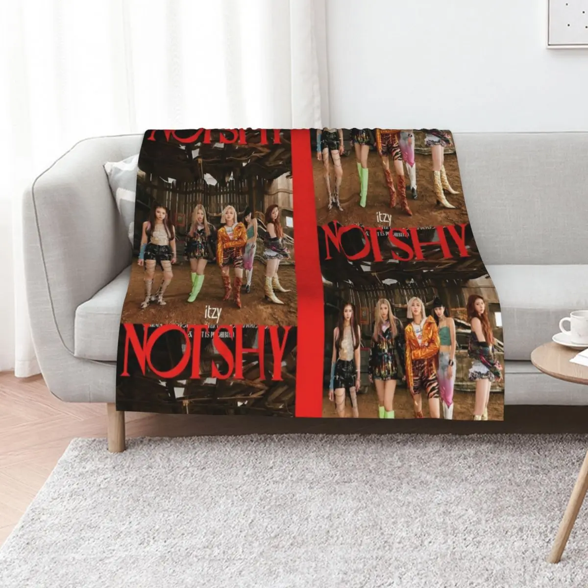 ITZY Not Shy Fans Everywhere, gift for girlfriend or boyfriend Throw Blanket Cute Thin Soft Big Travel halloween Blankets