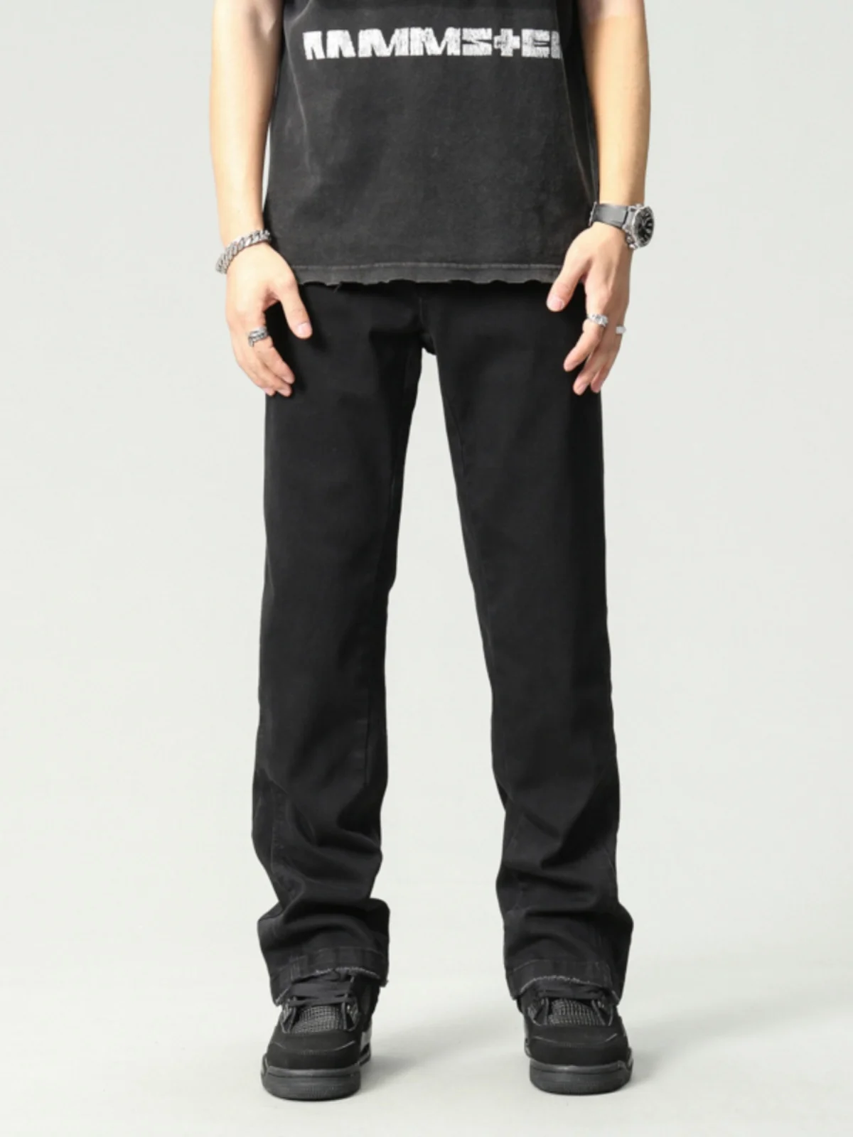 

Bla Loose Wide Leg Jeans Men's Trendy American High Street Casual Micro Flared Pants Cotton Stretch Denim Youth ular
