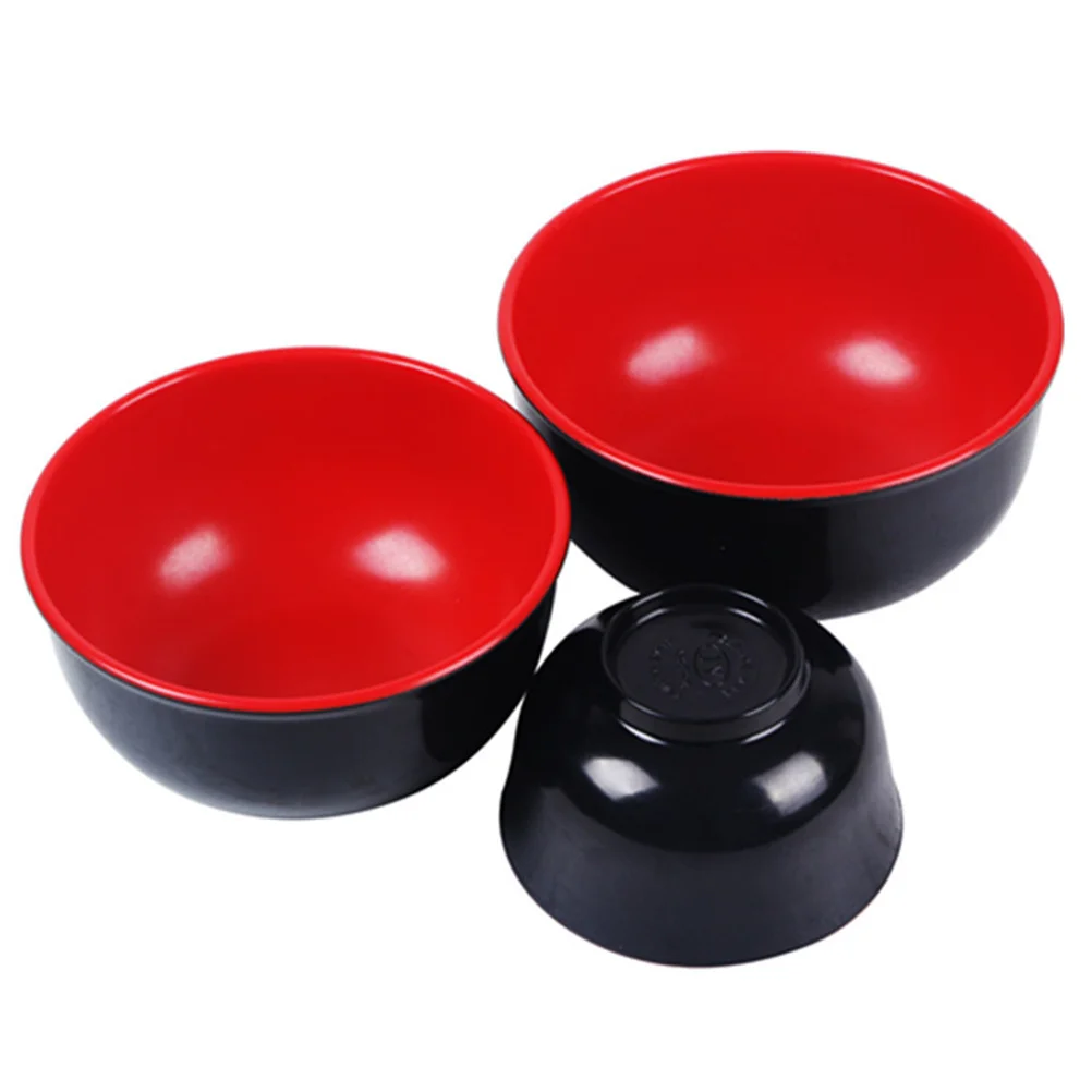 

2Pcs Melamine Imitation Porcelain Bowls Red Black Lightweight Easy Stack Firm Stand Home Restaurant 45inch