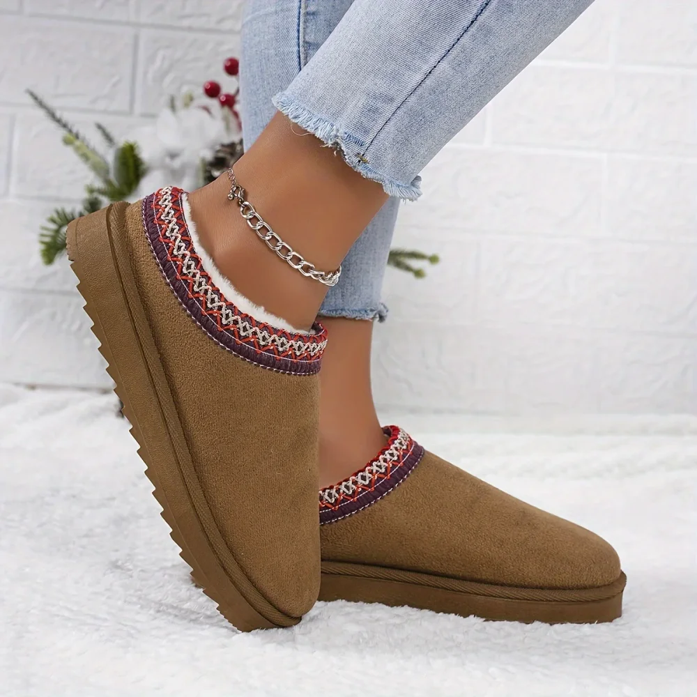 

New Thick sole style bread cotton shoes women slippers warm with fur lining for winter