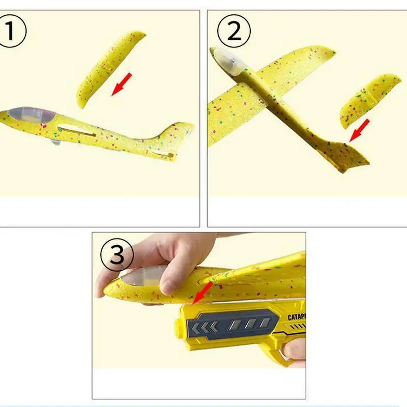 New Foam Airplane Launcher Toy DIY Hand Throw Aircraft Flying Glider Toy Outdoor Planes Game Airplane with Light Foam Kids Toys