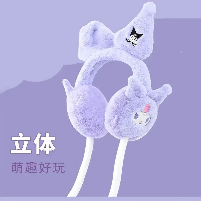 Autumn Winter Cinnamoroll Anime Sanrio Ins Kuromi Warm Earmuffs Winter Cute Kawaii My Melody Children Cold Protection Gifts