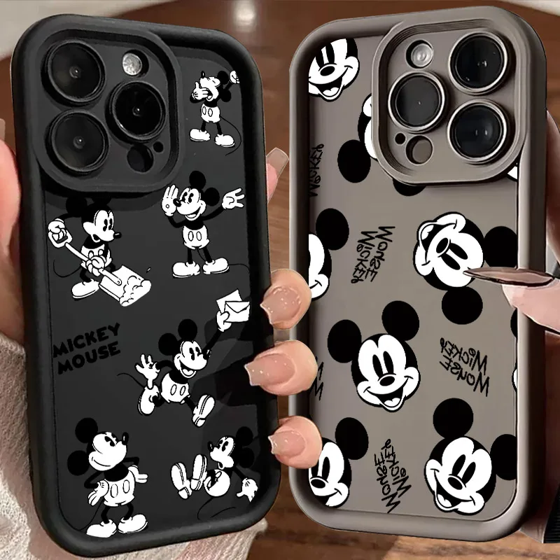 

Mickeys Mouse Cartoon Black White Soft Case For iPhone 17 11 15 16 13 Pro Max 14 Plus 12 16 Pro 16E 17AIR Shockproof Phone Cover