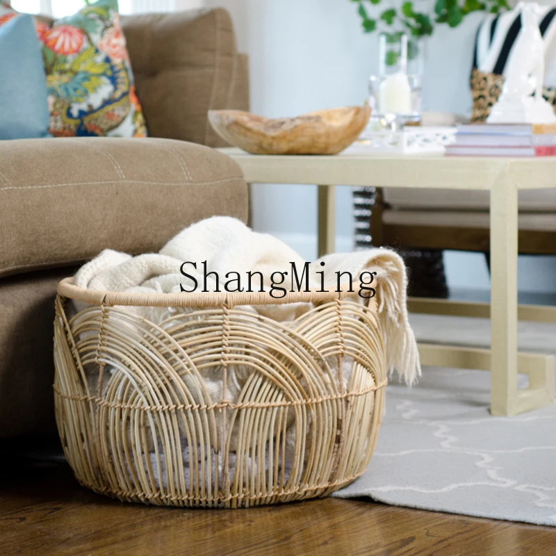 CL  quality rattan round storage basket living room bedroom natural handmade art basket
