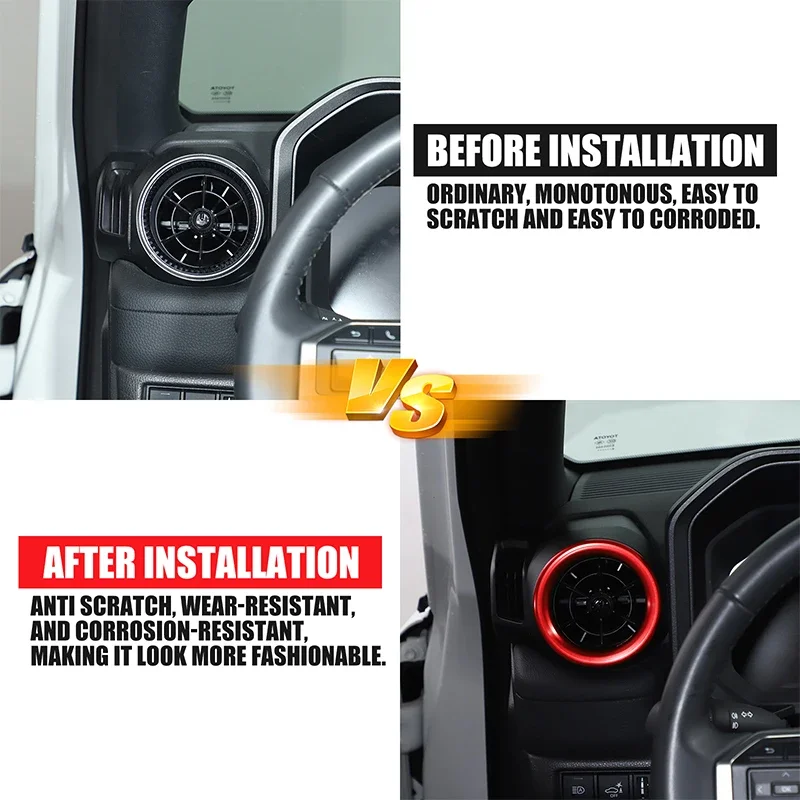 2Pcs Aluminum Alloy Red For Toyota Land Cruiser Prado 250 LC250 2024+ Car Side Air Outlet Ring Decorative Stickers Accessories