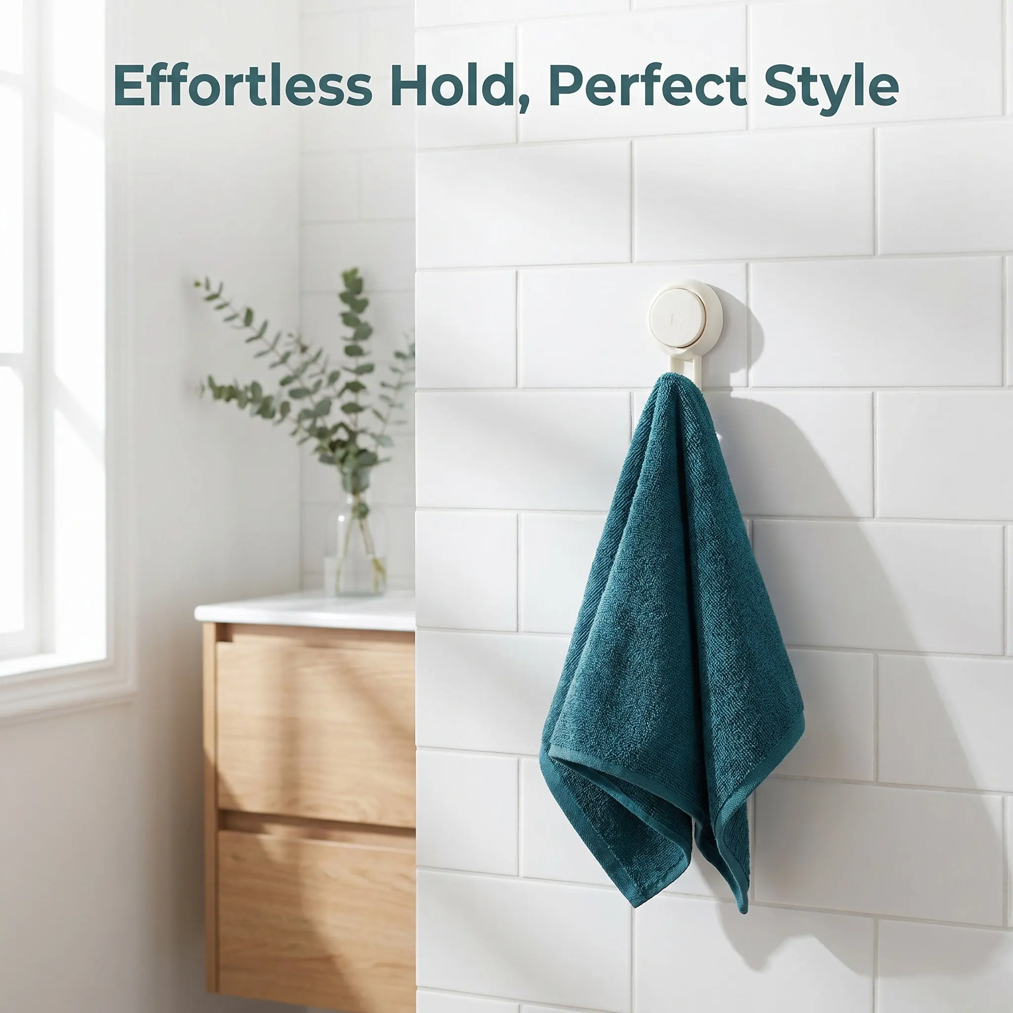 2Pcs Suction Cup Bathroom Hooks Strong No Punching Shower Towel Holder Multi Purpose Wall Hook Kitchen Utensil Hanger Reusable