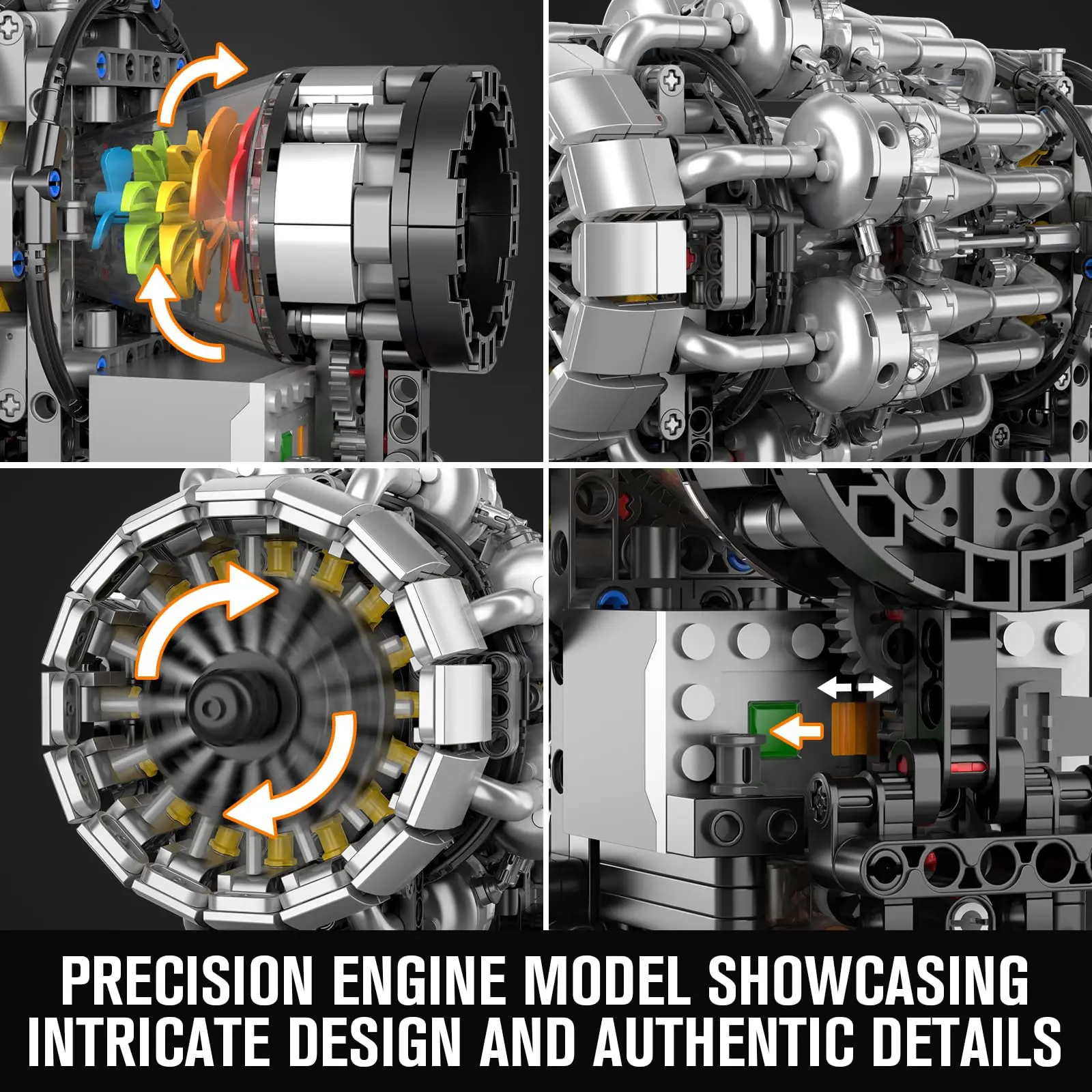 ตัวต่อ Mould King 10216 รุ่นเครื่องยนต์เทอร์โบเจ็ท - ชุดตัวต่อ DIY 1214 ชิ้น ของขวัญ STEM สำหรับวัยรุ่นและผู้ที่ชื่นชอบการบิน