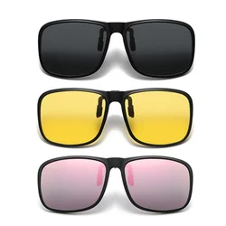 Flip Up Clip on Sunglasses Fishing Polarized Men Photochromic UV400 Women Night Vision Driving Sun Glasses Color Change Lens