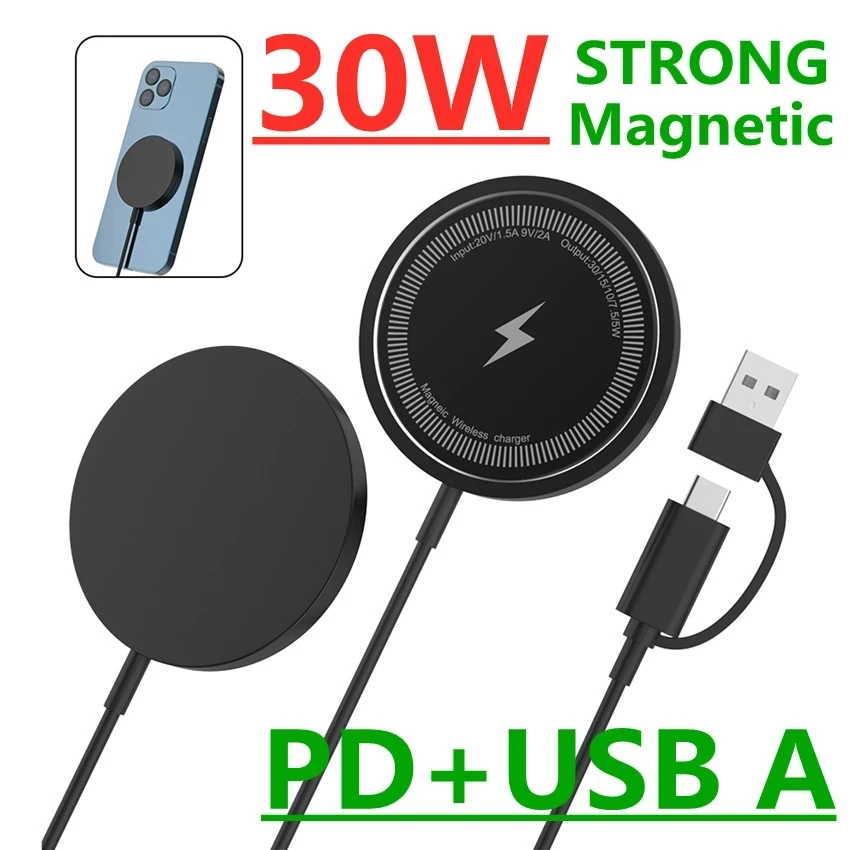 30W Magnetic Wireless Fast Charging Pad Stand  Applicable to iPhone 14 13 12 Pro Max Mini 11 Airpods PD Macsafe Station Chargers