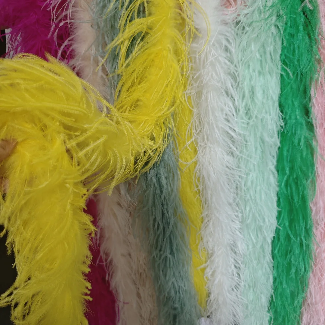 2 Meter Ostrich Feather Boa Shawl 4/6/10/15/20 Layers Fluffy Ostrich Trim Costume Boa Plumes for Wedding Dress Dcoration Boa