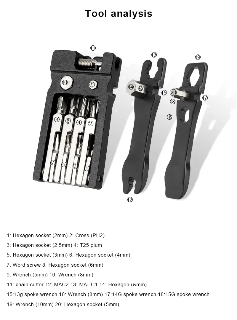 20 In1 Bicycle Repair Tools Sets Multi Function Foldable Hex Spoke Wrench Mountain Road Bike Repair Screwdriver Tool