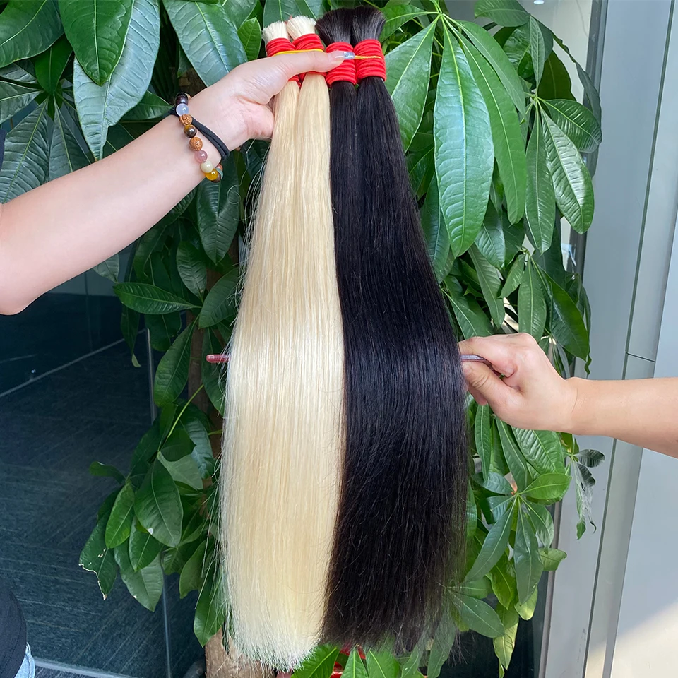 100% Echt Maagdelijk Menselijk Haar Bulk Extension 1b 613 Blond Haar Bulk 10A Weven Voor Vlechten Onverwerkte Geen Inslag Steil Haar