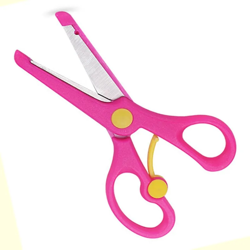 Colored Children Plastic Round Head Safety Scissors Kids Paper Cutter Tool Kindergarten Student Stationery Shears Party Gift