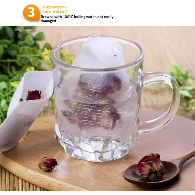 100 PCS Food Grade Nonwoven Drawstring Tea Filter Bags Leak Proof No Residue For Loose Leaf Tea Brewing Spice Infusion Home Use
