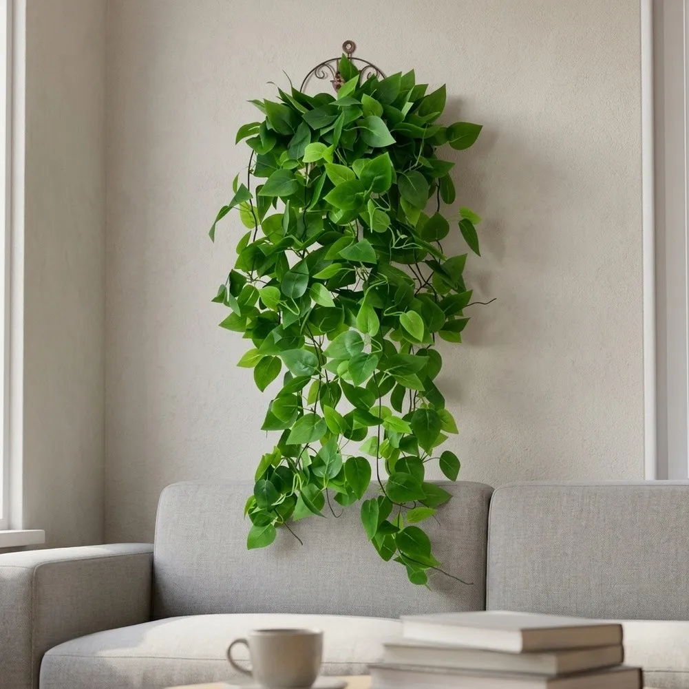 For Wedding Decoration Green Faux Pothos Plant Fake Trailing Plant Natural Green Shade Easy Installation Style