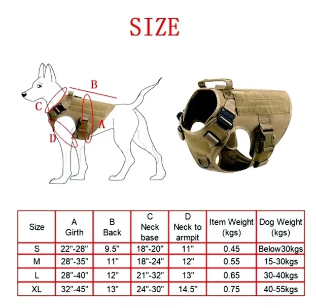 Large dog pet chest and back strap outdoor tactical collar dog rope chest and back 1000D nylon waterproof dog chest and back