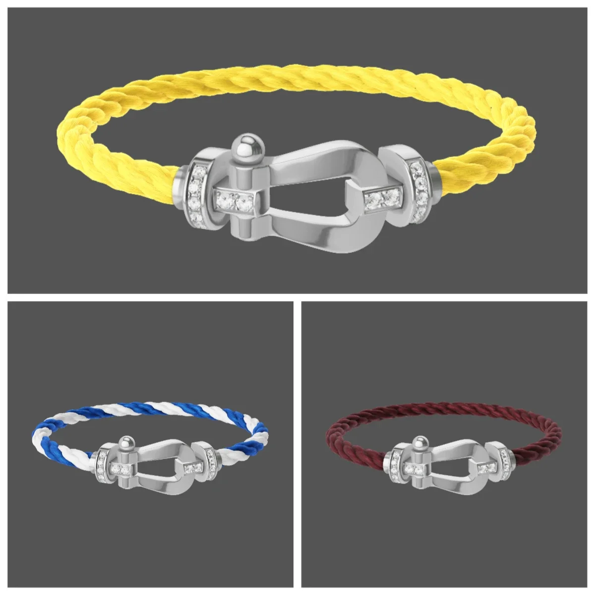 

2025 High-quality, fashionable and classic semi-diamond horseshoe-shaped bracelets in various colors