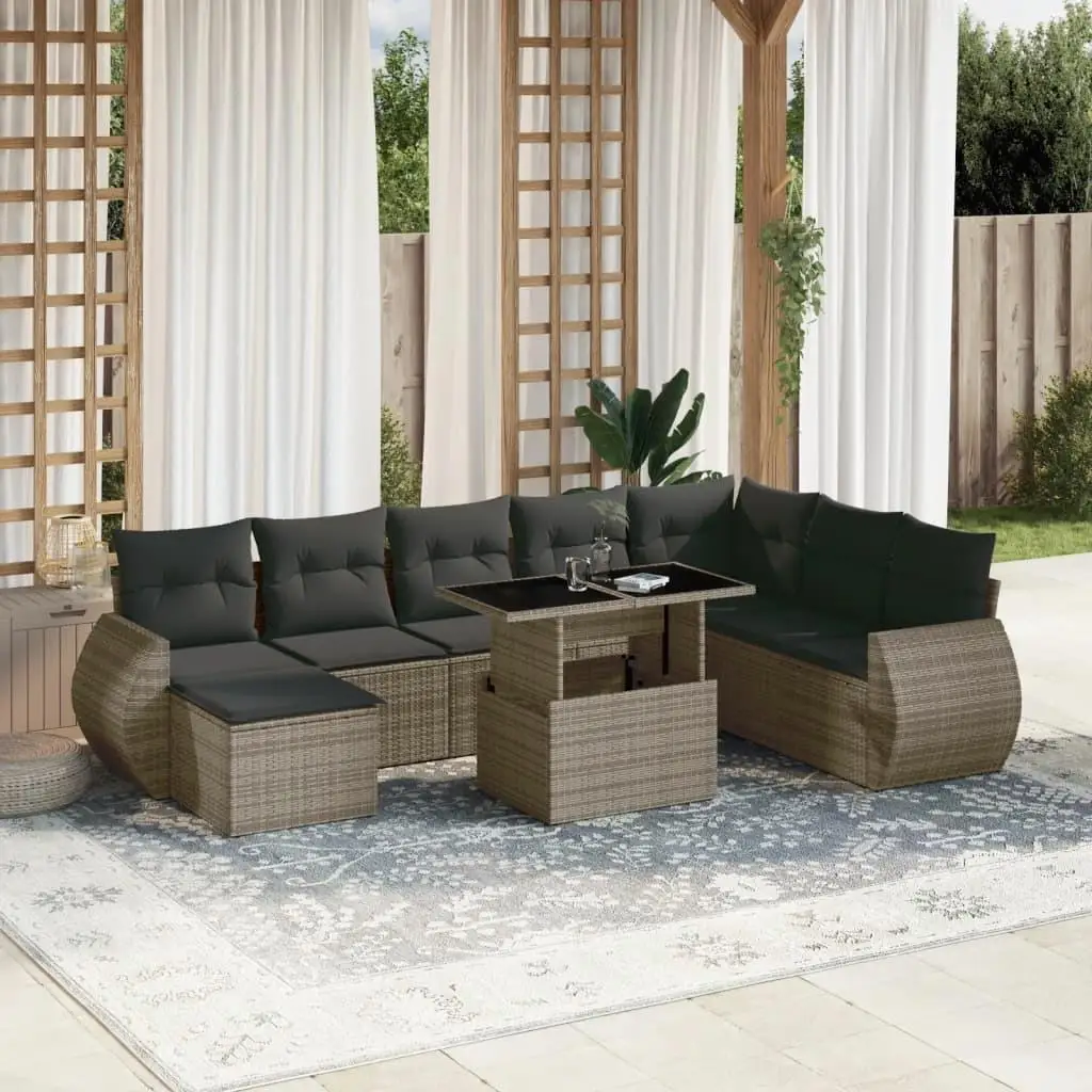 

Stylish Grey Rattan Garden Sofa Set with Powder Coated Steel Frame and Tempered Glass for Patio and Balcony Decor