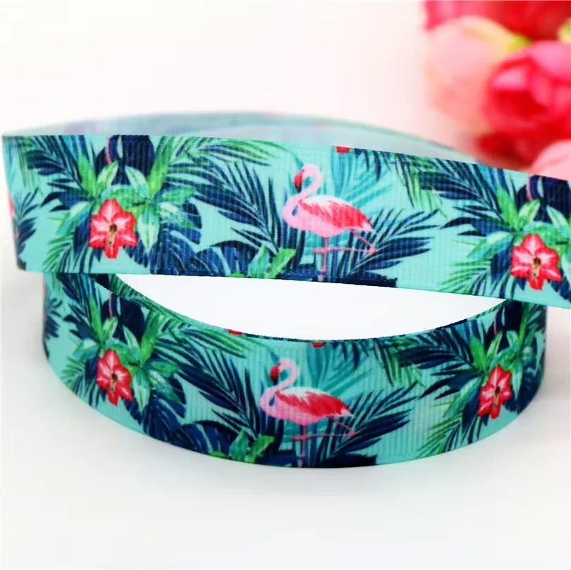 DHK 7/8 ''5 ياردة فلامنغو مطبوعة Grosgrain الشريط ملحق قوس الشعر أغطية الرأس الديكور بالجملة OEM لتقوم بها بنفسك C1507