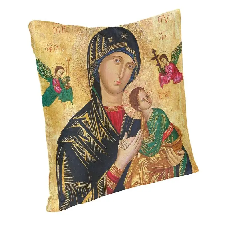 Our Lady Of Perpetual Help Square Pillow Cover Decoration Roman Catholic Virgin Mary Cushions Throw Pillow for Car Printing