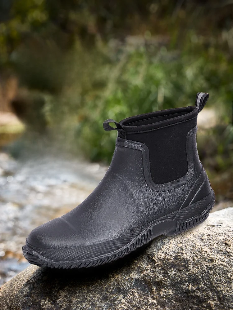 

Мужские легкие водонепроницаемые рабочие ботинки без шнуровки, противоскользящие уличные повседневные удобные всесезонные резиновые ботинки