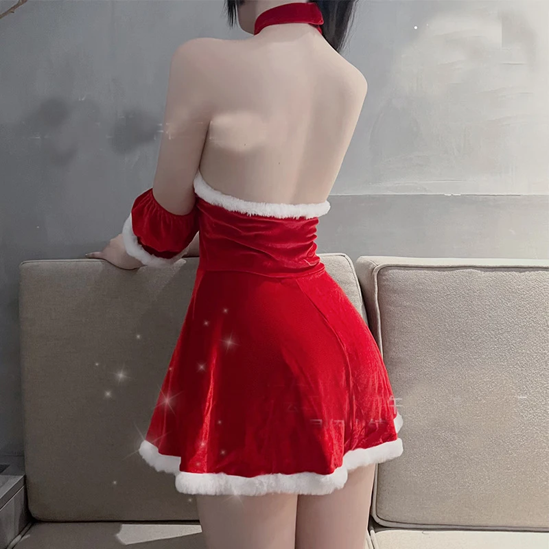 Sexy Red Christmas Cosplay Traje para Mulheres, Doce Senhora Papai Noel Vestido, Xmas Suit, Ano Novo Maid Uniform Set, Meninas Lingeries