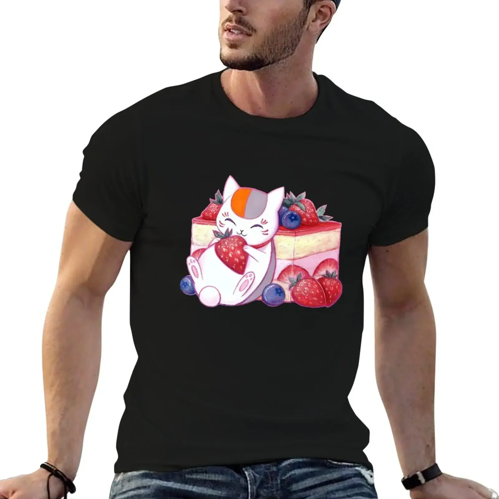 Nyanko With strawberry T-Shirt affliction shirts cute clothes graphic shirts mens designer clothes