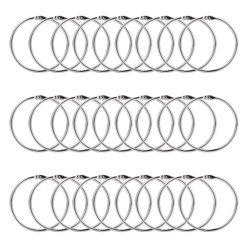 2 Inch 50 Pack Binder Rings Nickel Plated Steel Binder Rings Keychain Key Rings, Metal Rings