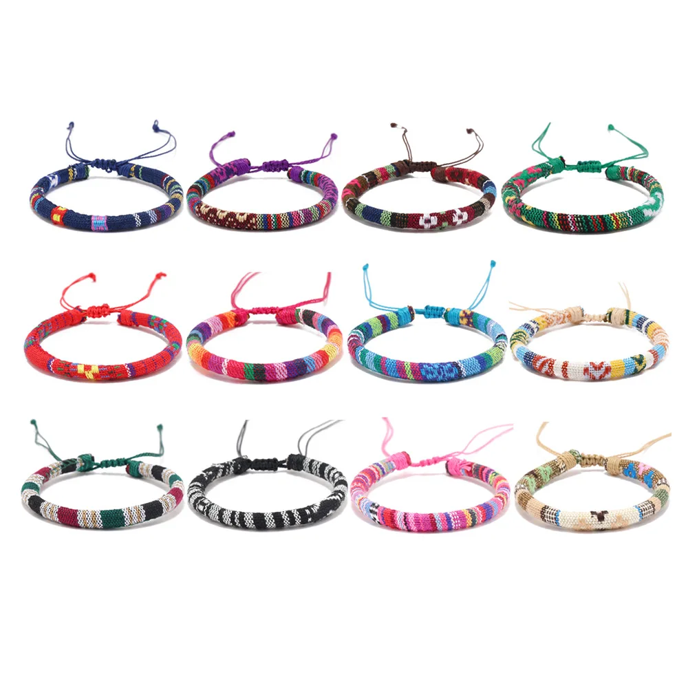 12Pcs Bohemian Surfer Beach Bracelet Set Mężczyźni i kobiety Plecione letnie bransoletki Boho Ręcznie robiona biżuteria festiwalowa Akcesoria