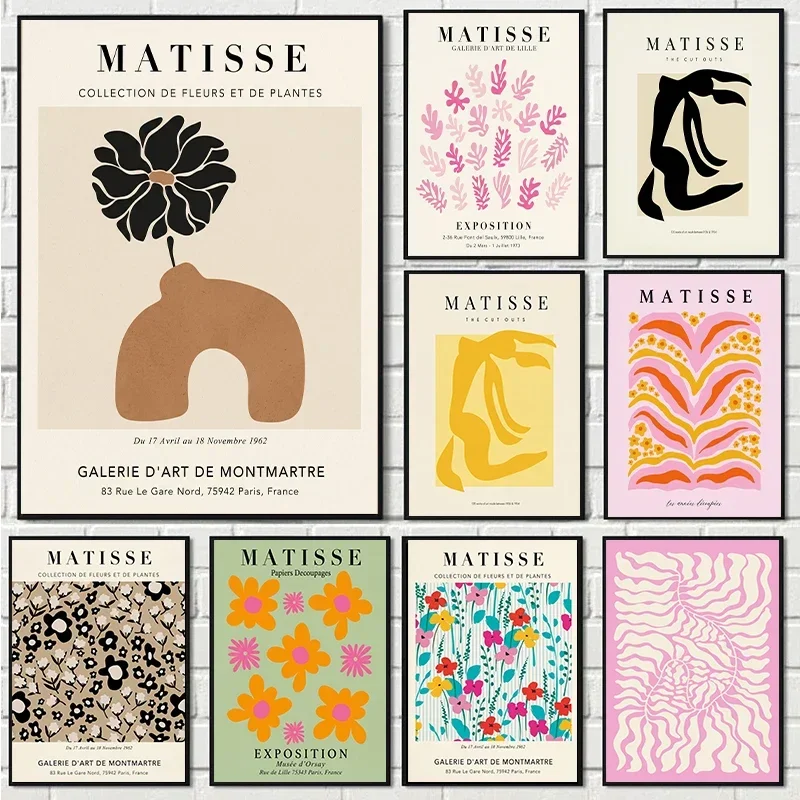 Matisse Abstract Cutout Art Poster Floral Human Silhouette Diamond Print Vintage Wall Picture Living Room Bedroom Home Decor G