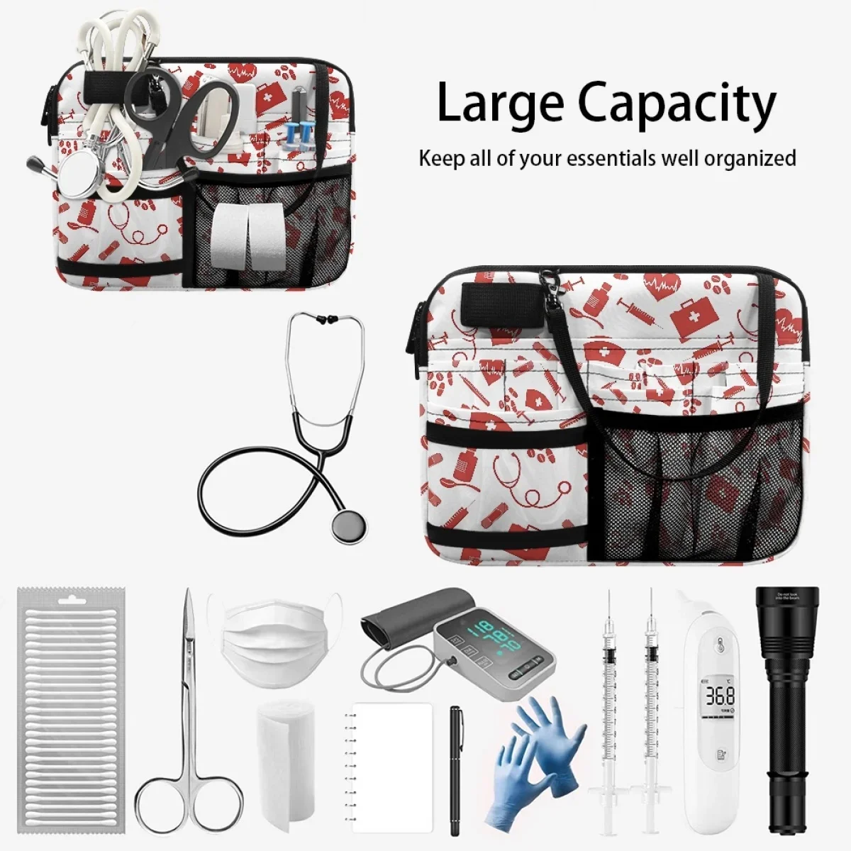 Multi bolso Fanny Pack para mulheres, organizador de cinto médico, Fanny Pack, bolsas de quadril, impressão sob demanda enfermagem, enfermeira e ao ar livre, 2021