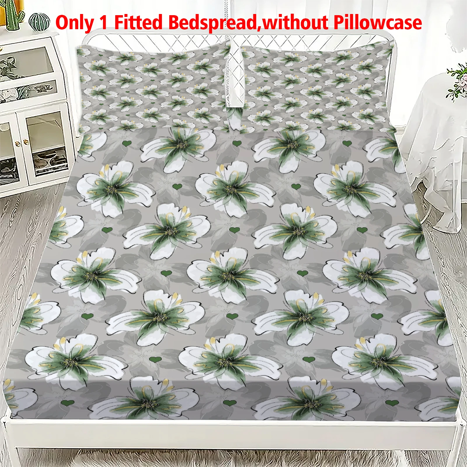 1 Stück Frische Lilien-Blumen Bedruckte Spannbettlaken mit Tiefen Taschen, Elastischer Matratzenbezug für Einzel-, Doppel-, Queen- und King-Betten, Schlafzimmer-Dekoration