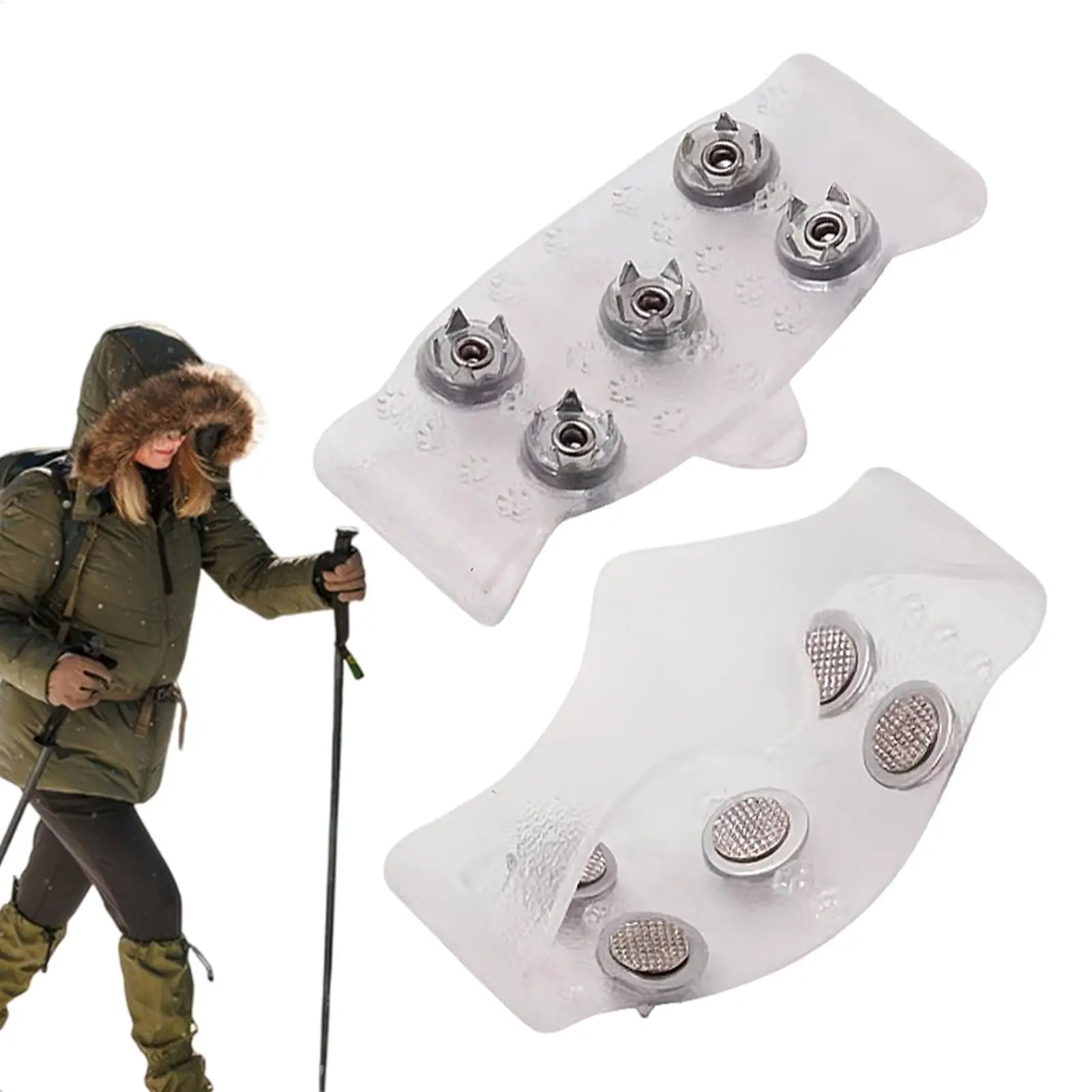 Snow Ice Claw 5 Studs Anti-Skid Ice Cleats For Shoes Invisible Anti-Slip Grips Over Footwear Traction Covers For Winter Outdoor