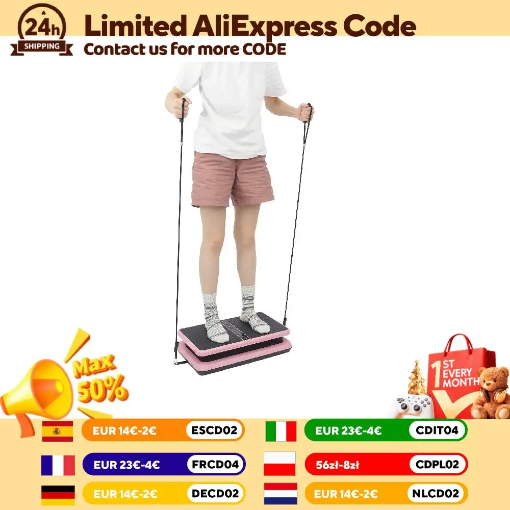 Vertical Vibration Plate Machine 330LBS Capacity Whole Body Workout Fitness Equipment w/ Remote Control & Resistance Bands