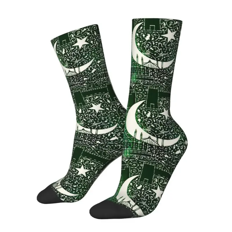 Fashion Printing Pakistan Flag Socks for Women Men Stretchy Summer Autumn Winter Crew Socks