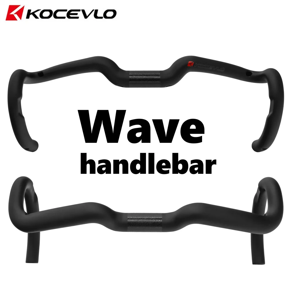KOCEVLO Carbon Fiber Gravel Bike Handlebar 380/400/420/440mm Split Design High Strength Riser Drop Bar with Ergonomic Wave Shape