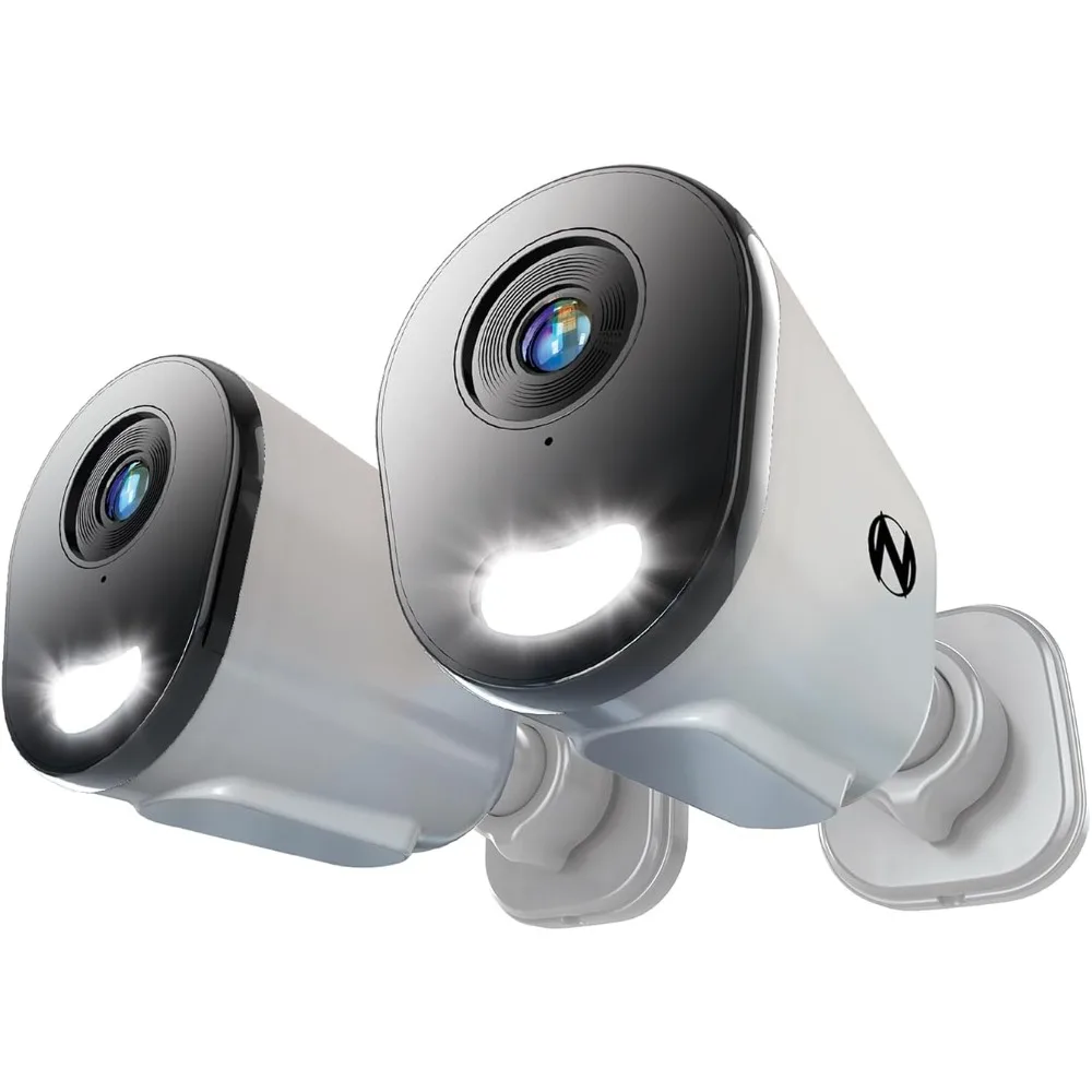 Cámara de disuasión IP con cable de 4 MP con audio bidireccional - paquete de 2 - blanco