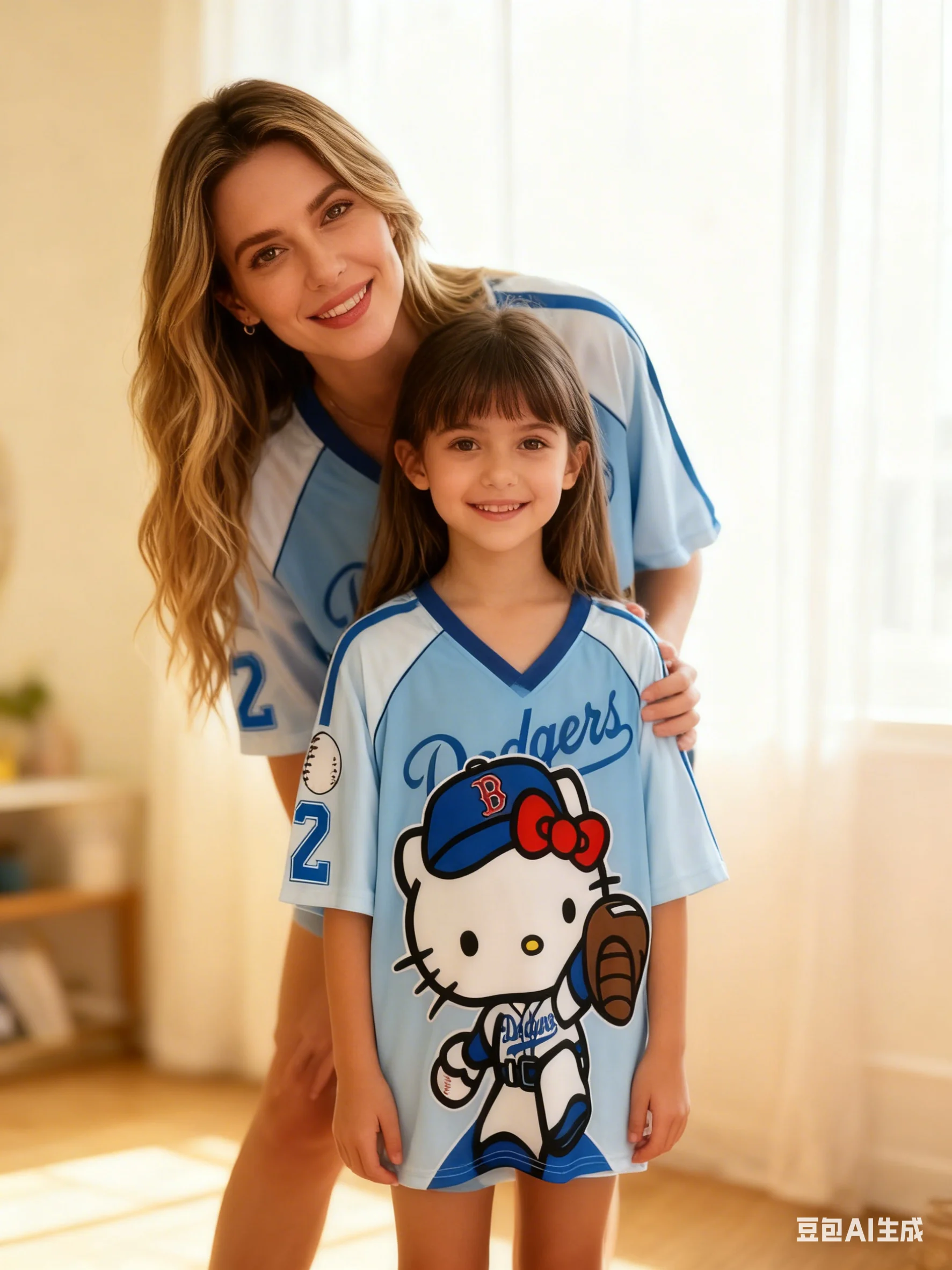 Neuer Stil Hello Kitty Damenmode Street Baseball Shirt Cheerleader Style Kinder Sommer Kurzarm Sport T-Shirt