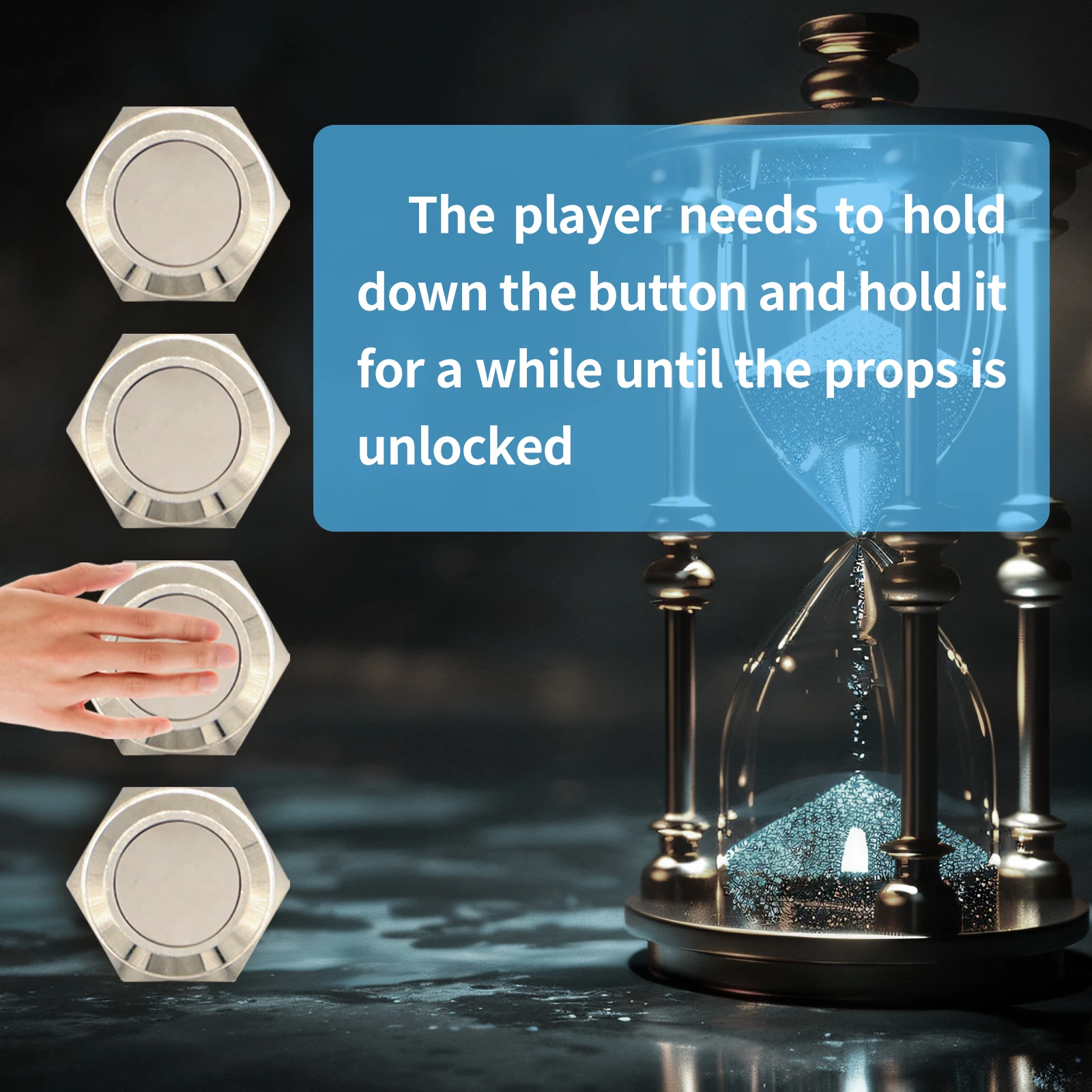 Mysterious Studio Room Escape Prop Metal Small Button No Light Continuous Edition Press the button to unlock