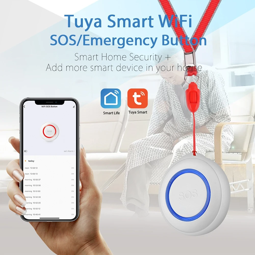TUYA WiFi SOS Button Wireless SOS Emergency Button Alarm Home Burglar Alarm Sensor 2.4G SOS Senspr Panic Button Sos