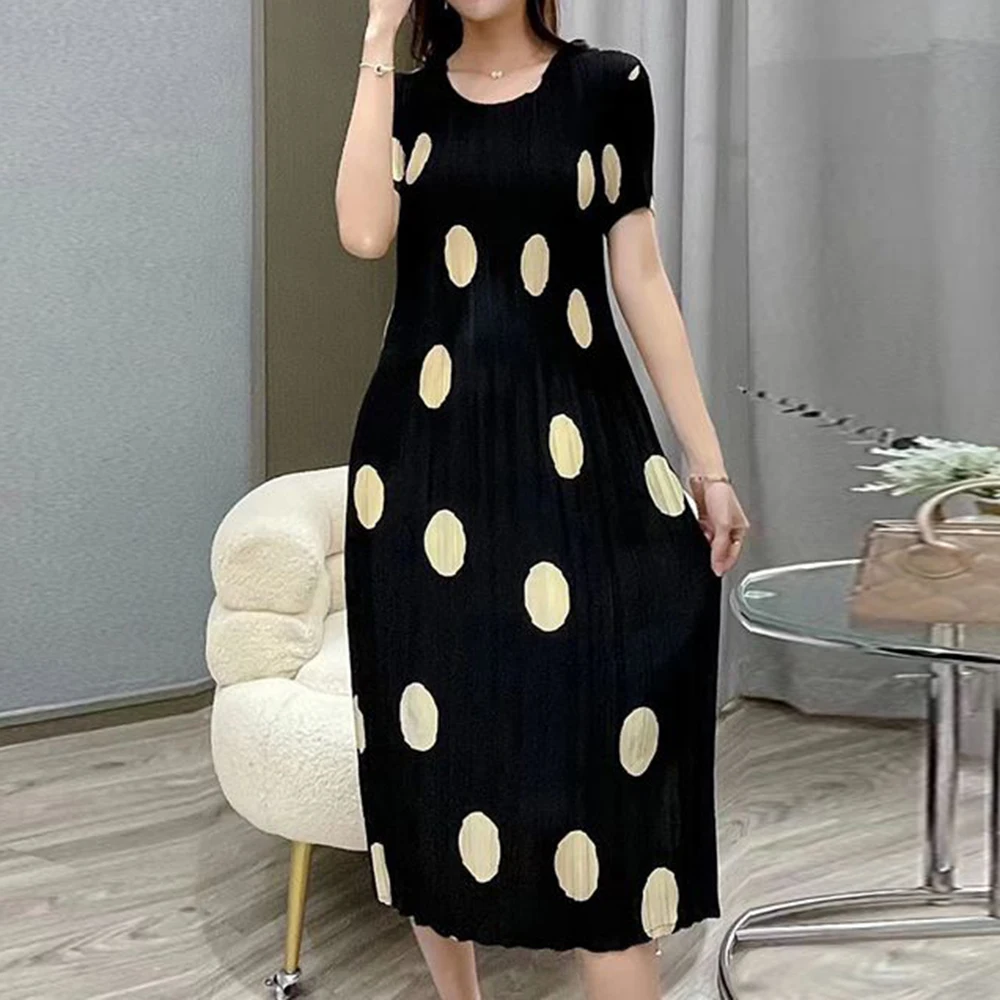 

Pleated dress summer new high-end middle-aged and elderly women's clothing loose mother summer dress skirt age reduction