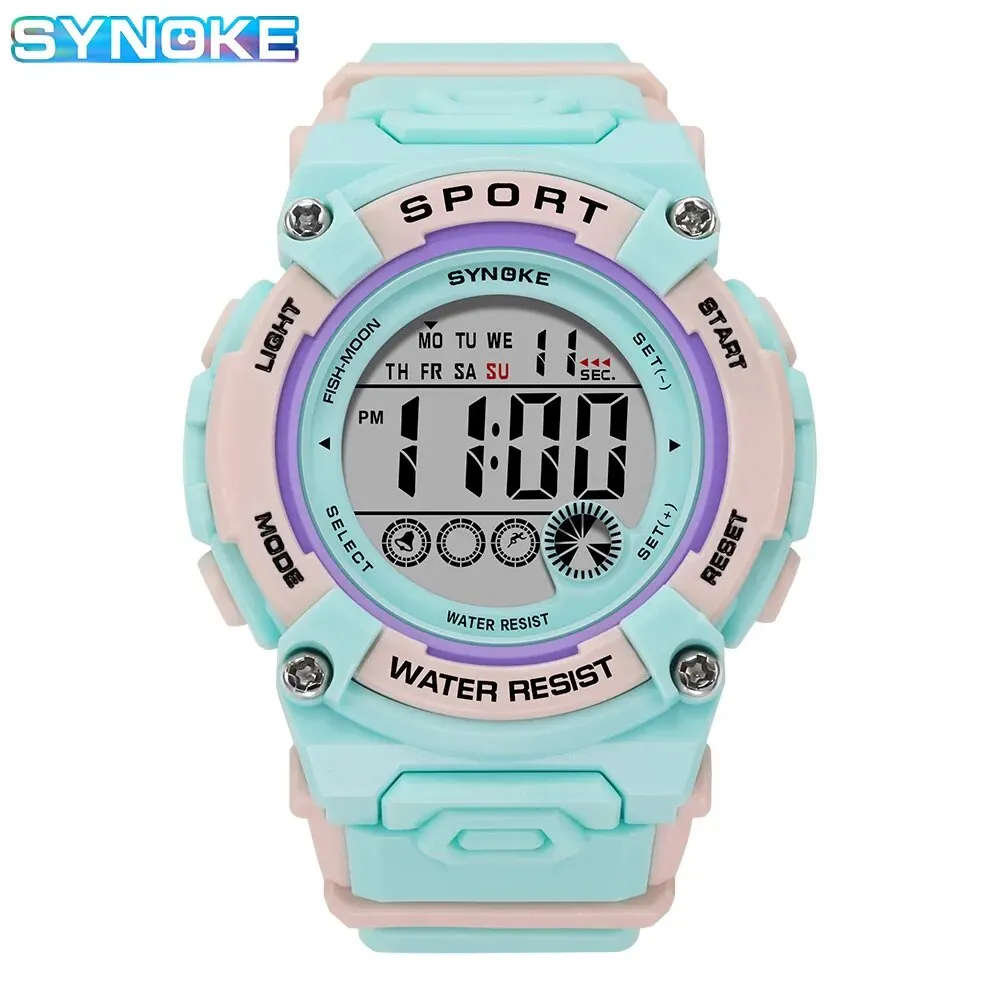 SYNOKE Student Digital Watch Waterproof Sports Children Watch Glow Multi Function Kids Watch Seven Colors Light Gift