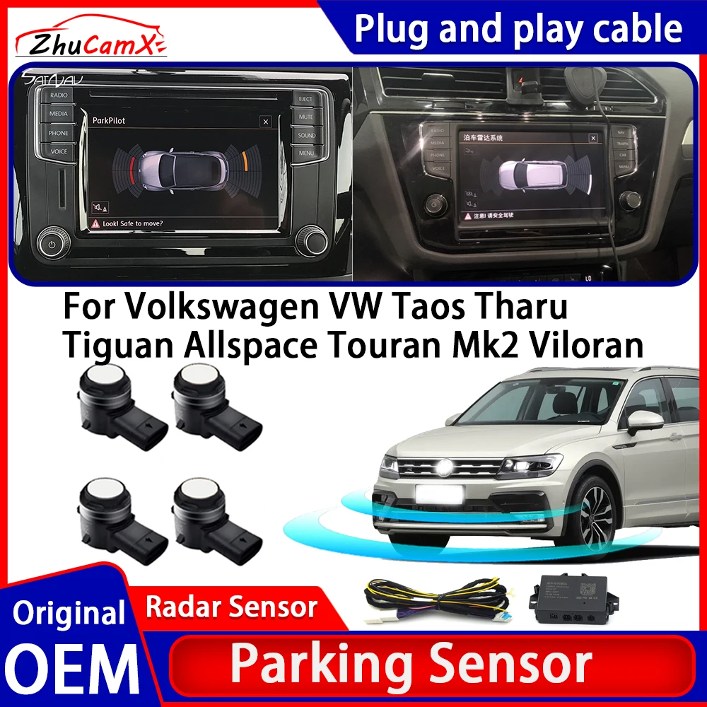 ZhuCamX OEM Parking Sensor Alarm Reverse Radar Detector System For Volkswagen VW Taos Tharu Tiguan Allspace Touran Mk2 Viloran