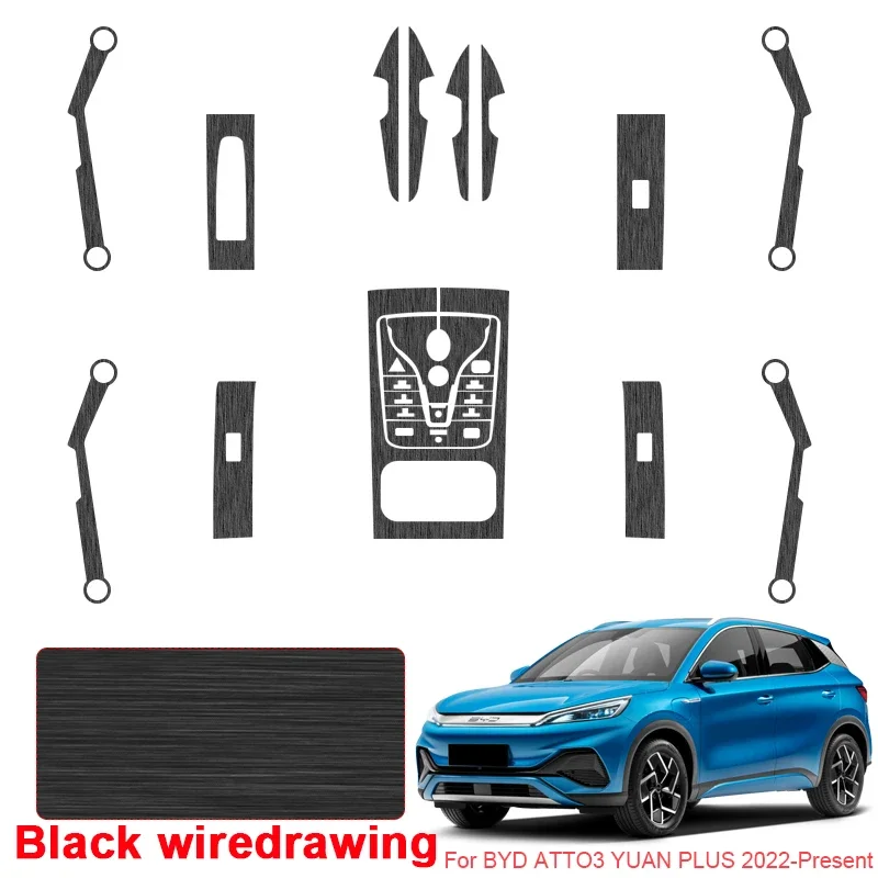 Car Interior Sticker Lifting Window Panel Decal Gear Inner Door Protective Film Accessory For BYD ATTO 3 YUAN PLUS 2022-2025
