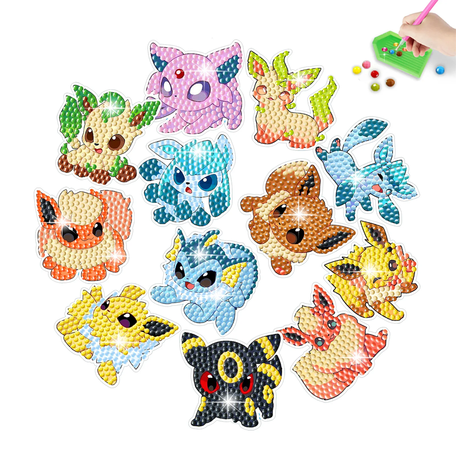 keeppley&Pokemon Crystal Full Diamond Cartoon Poster Handmade 5D DIY Decorative Material Pack Cute Pikachu Birthday Gift