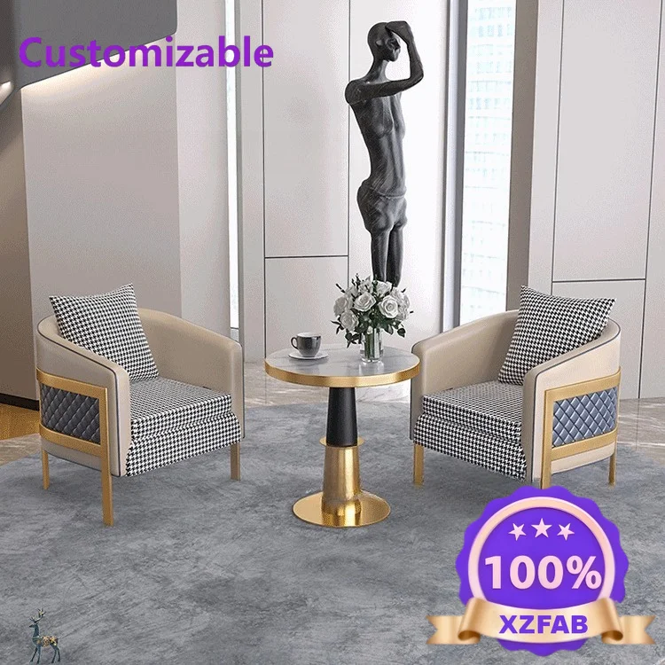 Factory Direct 2026 Nordic light luxury single leather sofa chair fashion thousand bird grid leisure chair hotel sales departmen