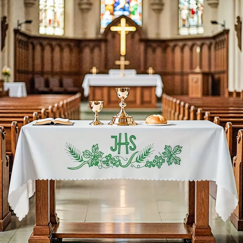 VIKAMA Communion JHS Grape Wheat Ear Tarot Card Tablecloth Church Ceremony Altar Cloth Christmas Day Decorative Table Mat