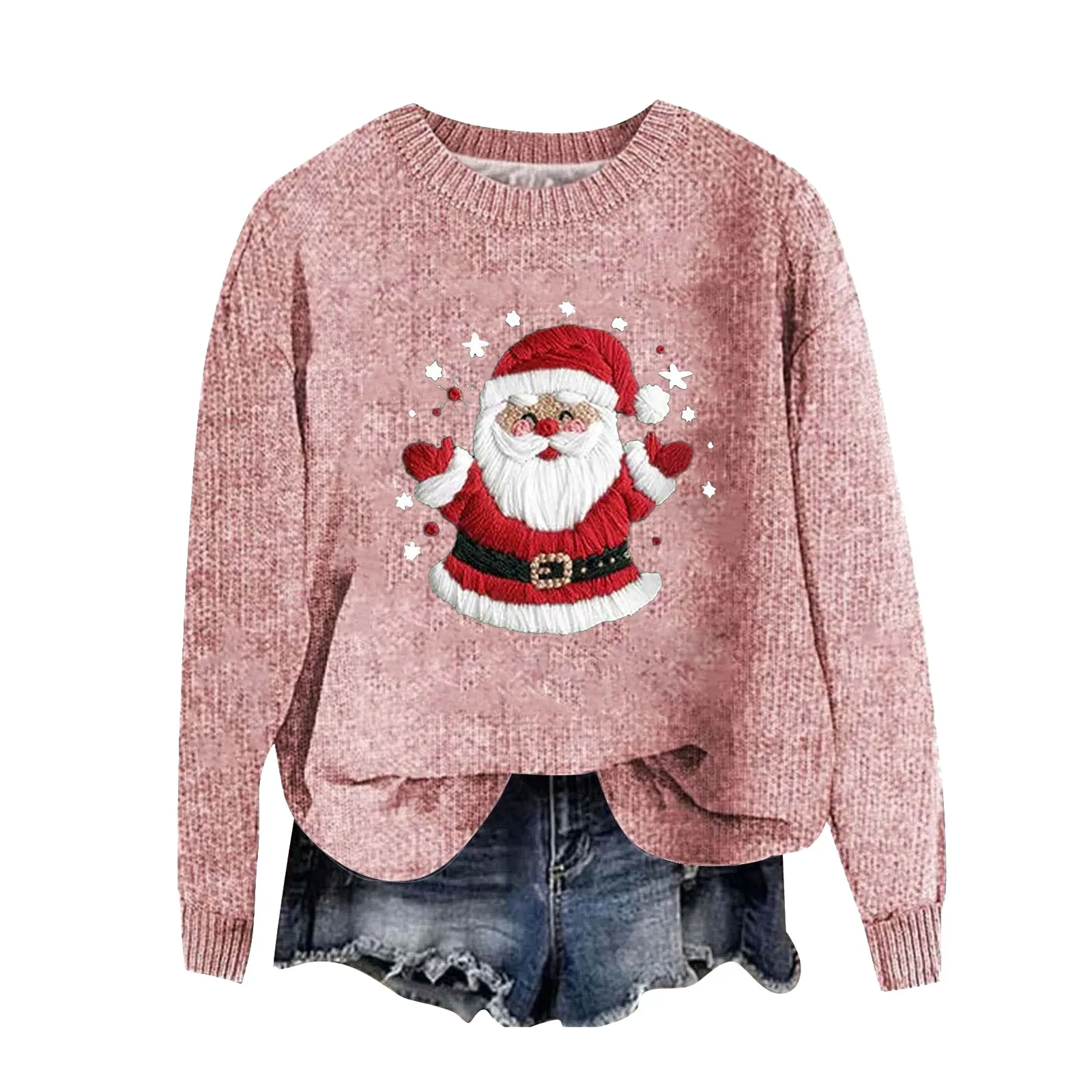 Christmas Sweater O-Neck Long Sleeve Pullover Autumn Winter Santa Claus Print Xmas Pullover Streetwear Casual Sweatshirt Clothes