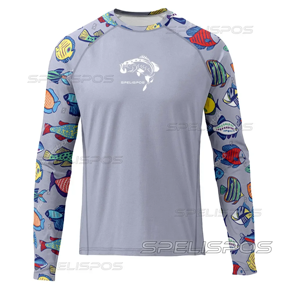 

SPELISPOS Fishing Shirts Summer Men's Long Sleeve Fishing T-shirts Sunscreen Breathable Quick-drying Long-sleeved UPF 50+